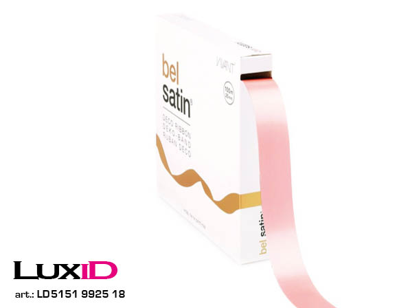 Bel satin 18 midi roos 25mm x 100m